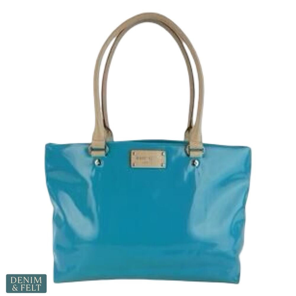 Kate Spade Rudy Henry Street Brightpeac Turquoise Patent Tote Shoulder Bag Luxe‎